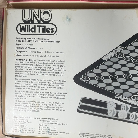 UNO Wild Tiles Board Game Vintage 1983- Complete Game - Picture 12 of 13